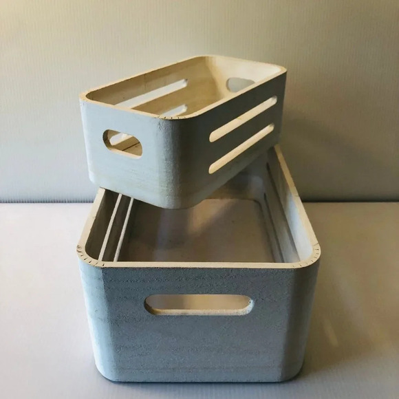 Hobby Lobby White Wash Wooden Crate Storage Bins Beachy Coastal Decor - Picture 4 of 5